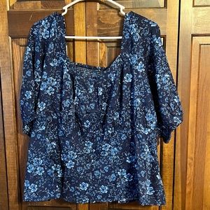 Old Navy, blue floral blouse, size 2X